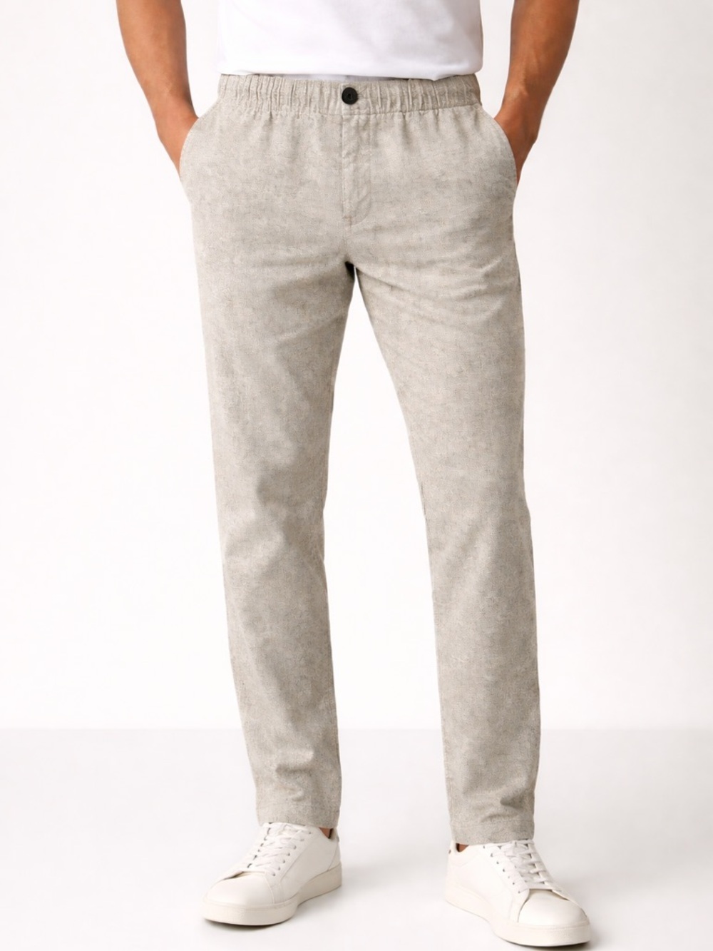 Frank And Oak Grey Heathered waist banded Chinos